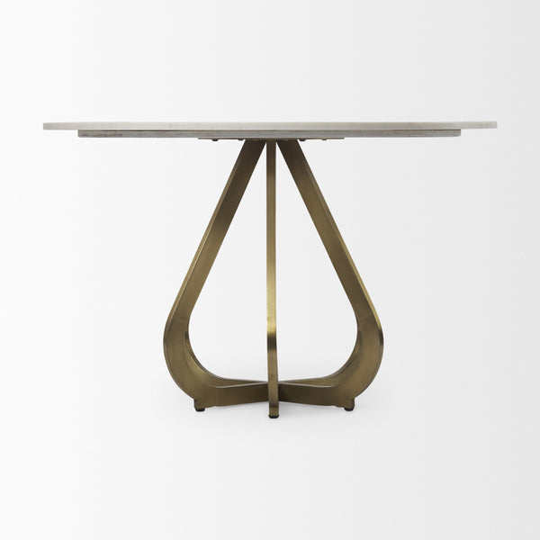 Laurent 48" Marble Top Gold Metal Base Dining Table