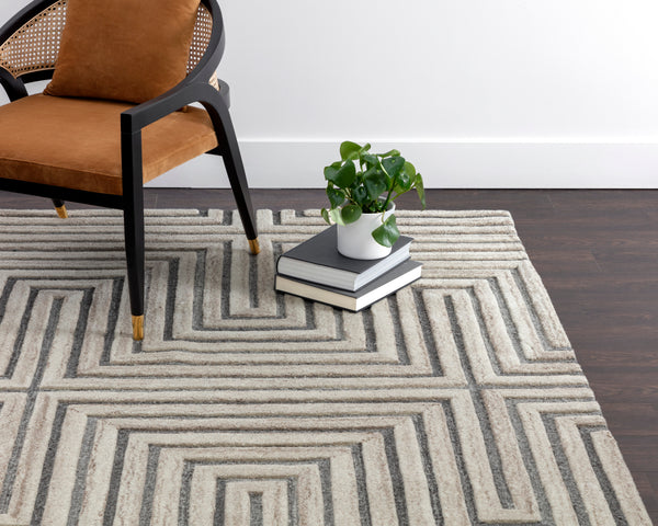 OSLOW HAND-TUFTED RUG - BEIGE / GREY - 10' X 14'