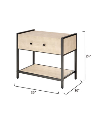 Cassius Faux Shagreen 1-Drawer Side Table, Taupe 