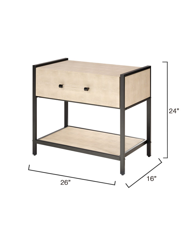 Cassius Faux Shagreen 1-Drawer Side Table, Taupe 