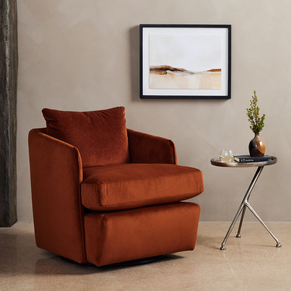 Whittaker Swivel Chair In Bleecker Rust