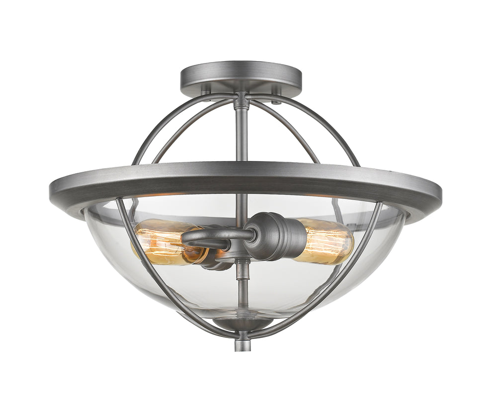 Persis 2 Light Semi Flush Mount in Old Silver Finish