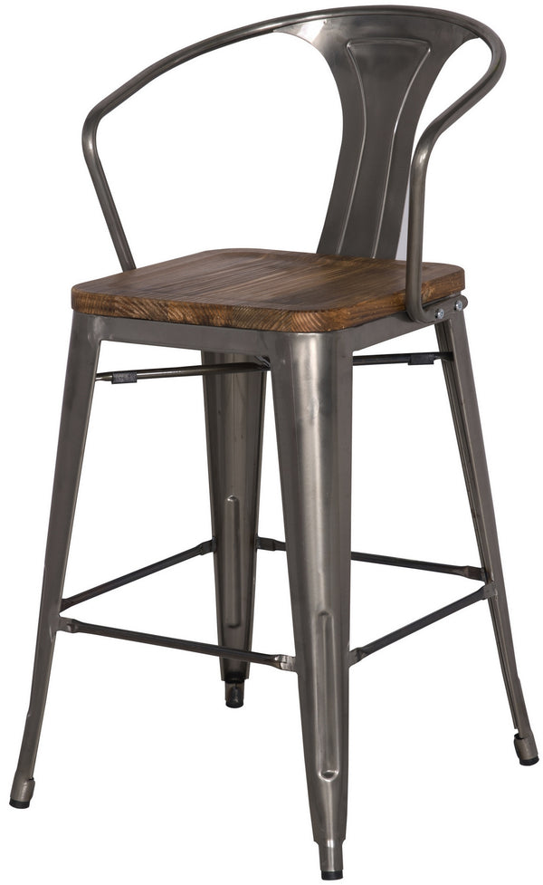 Metropolis Metal Counter Stool Wood Seat In Gunmetal