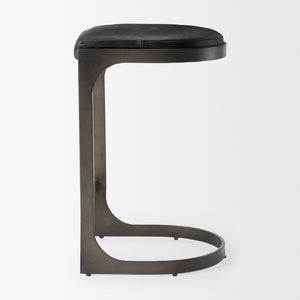 Tyson 17L x 18W x 28H Black Leather W/ Metal Frame Counter Stool