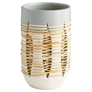 Large Cresent Vase in Grey and Ivory