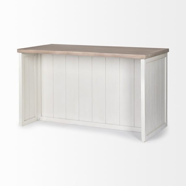 Fairview II White and Brown Two-Tone Stain Solid Wood Kitchen Island