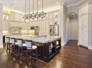 Vertical 5 Light Island/Billiard in Matte Black + Brushed Nickel Finish