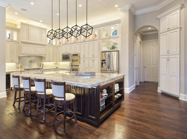 Vertical 5 Light Island/Billiard in Matte Black + Brushed Nickel Finish