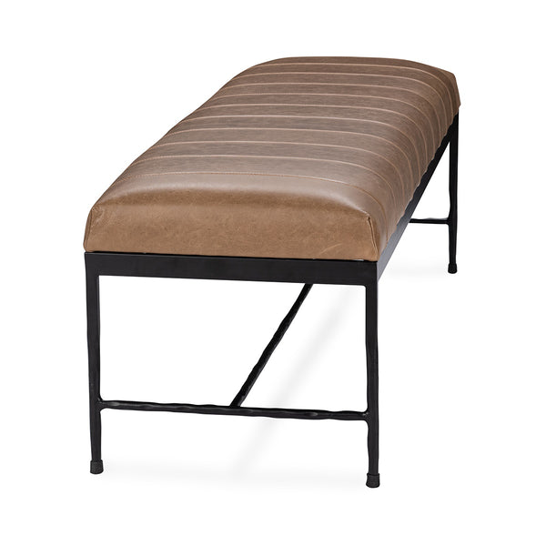 Madeleine Leather Bench - Dune Walnut, Taupe