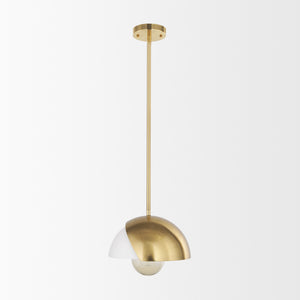 Cybill Brushed Brass w/ White Metal Shade 1-Light Wall Pendant