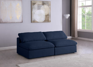 Carmen Cloud Modular Armless Sofa In Navy Linen Fabric