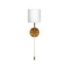 ACRYLIC SCONCE W. WH LINEN SHADE IN ANTIQUE BRASS