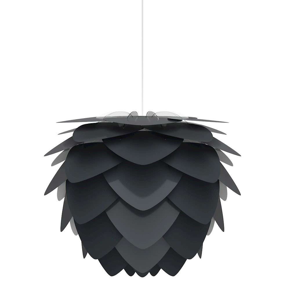Aluvia Medium Plug-In Pendant in Anthracite with White Cord