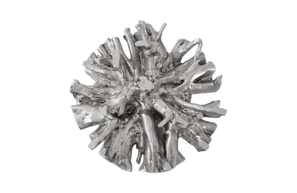 Root Small Silver Dining Table Base, With Glass