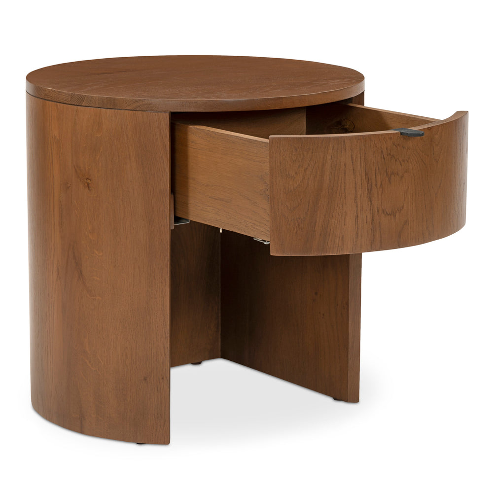 Theo One Drawer Nightstand in Brown Oak