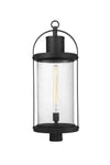 Roundhouse 1 Light Outdoor Post Mount Fixture in Black Finish