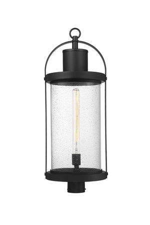 Roundhouse 1 Light Outdoor Post Mount Fixture in Black Finish