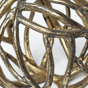 Sphaira Noir II Large 7L x 7W Gold Cast Aluminum Decorative Tree Branch Orb