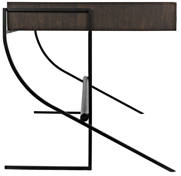 Frank Ebony Walnut Desk with Matte Black Steel Base