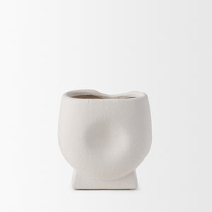 Darian Small Textured Matte White Ceramic Vase