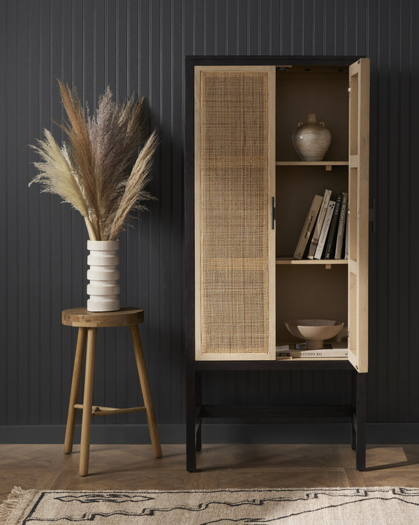 Caprice Narrow Cabinet In Black Wash Mango