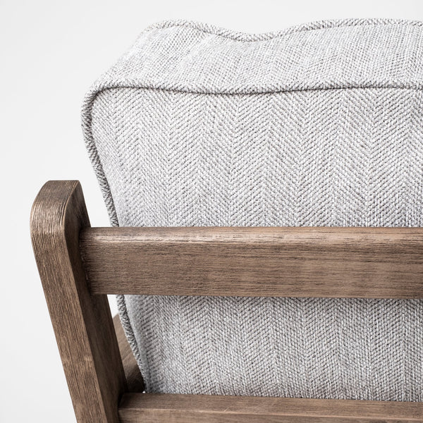 Olympus VI Frost Grey Fabric Wrapped Wooden Frame Accent Chair