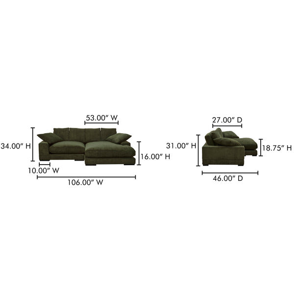 Moe's Plunge Sectional with Flip Chaise in Dark Green