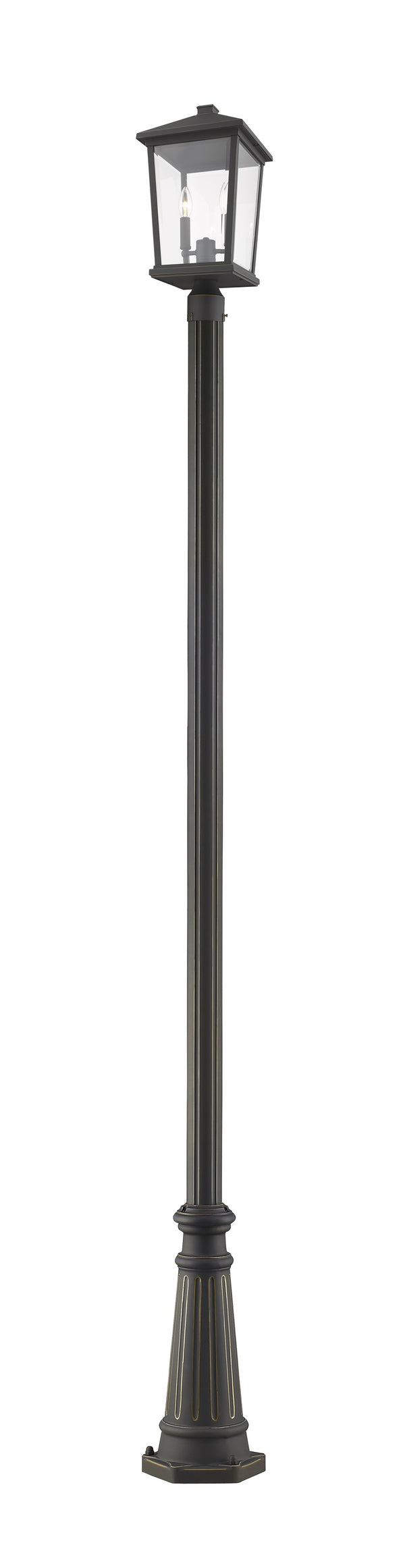 Beacon 2 Light Outdoor Post Mounted Fixture in Oil Rubbed Bronze Finish