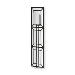 Noah 12.2x55 Black Metal w/White Fabric Shade Rectangular Wall Sconce