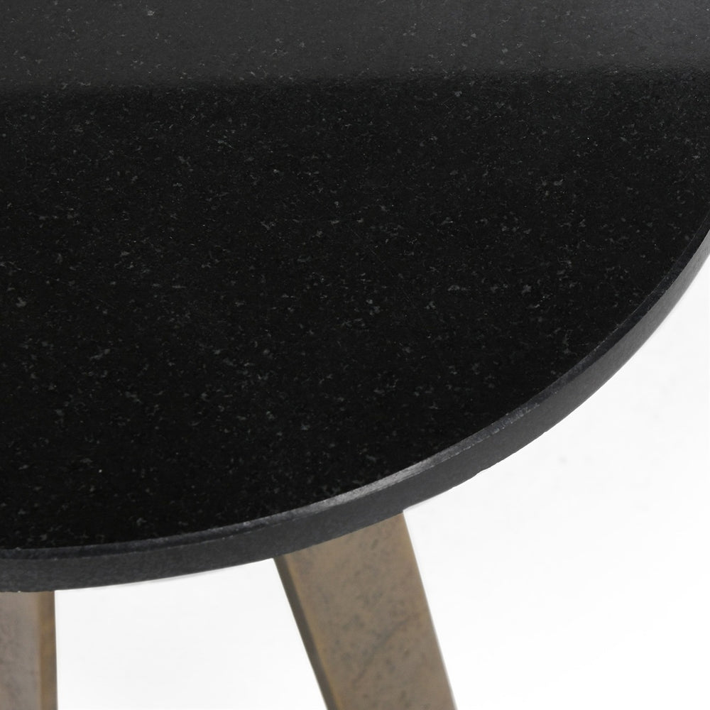 Leyton Marble and Brass Round Accent Table - Black