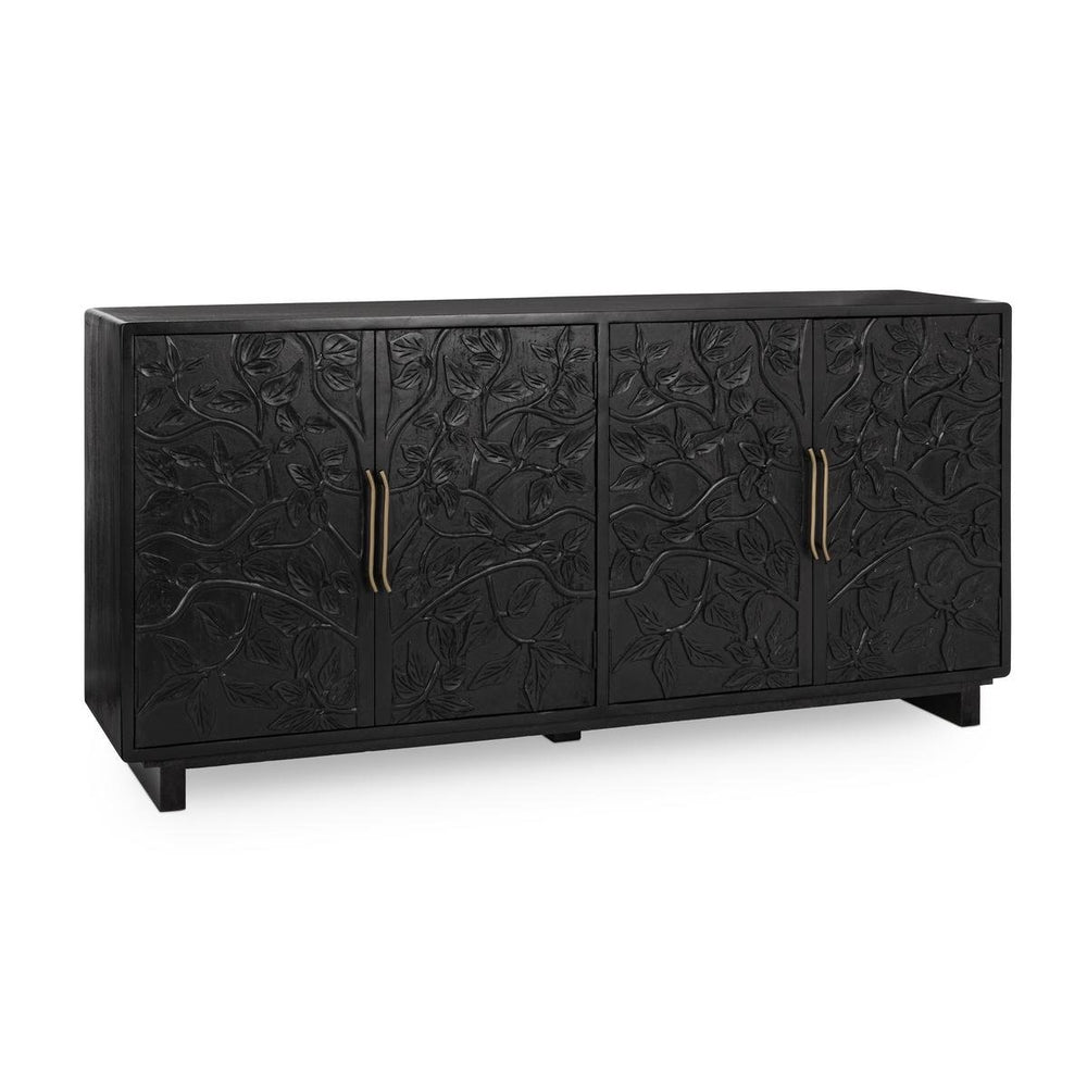 Albero Solid Wood 4Dr Buffet - Handcrafted Black Finish