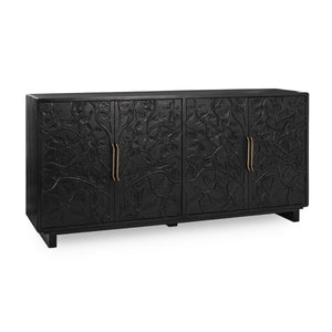 Albero Solid Wood 4Dr Buffet - Handcrafted Black Finish