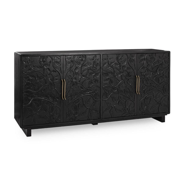 Albero Solid Wood 4Dr Buffet - Handcrafted Black Finish