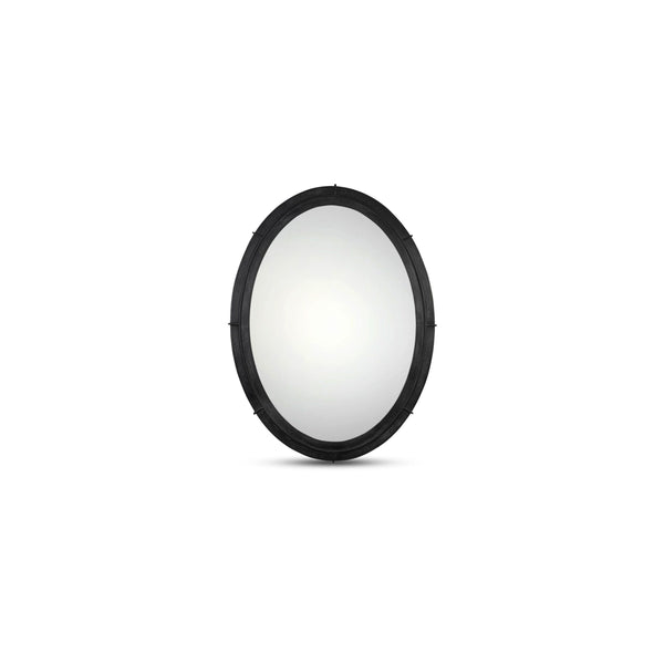 Antoni Large Oval Mirror in Aged Black Iron
