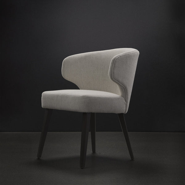 Niles 22.5L x 24.0W x 32.0H Cream Fabric Seat W/ Dark Brown Wooden Legs Wingback Dining Chair