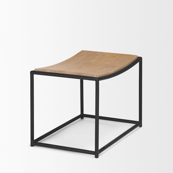 Taniel Light Brown Wood w/ Black Metal Stool