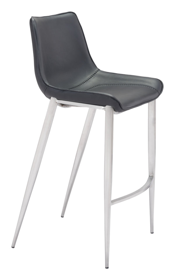 Magnus Barstool (Set of 2) Black & Silver
