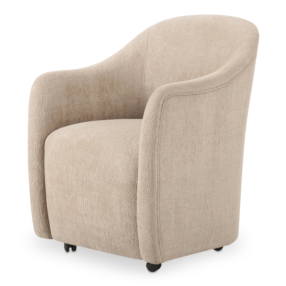 Drava Rolling Dining Chair in Beige