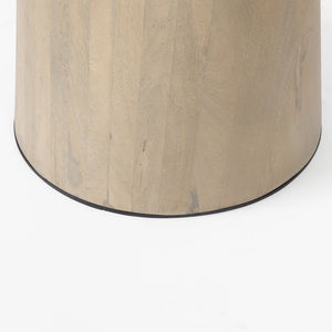 Maxwell 48L x 48W x 30H White Marble Round Top W/ Black Metal and Wood Pedestal Base Dining Table