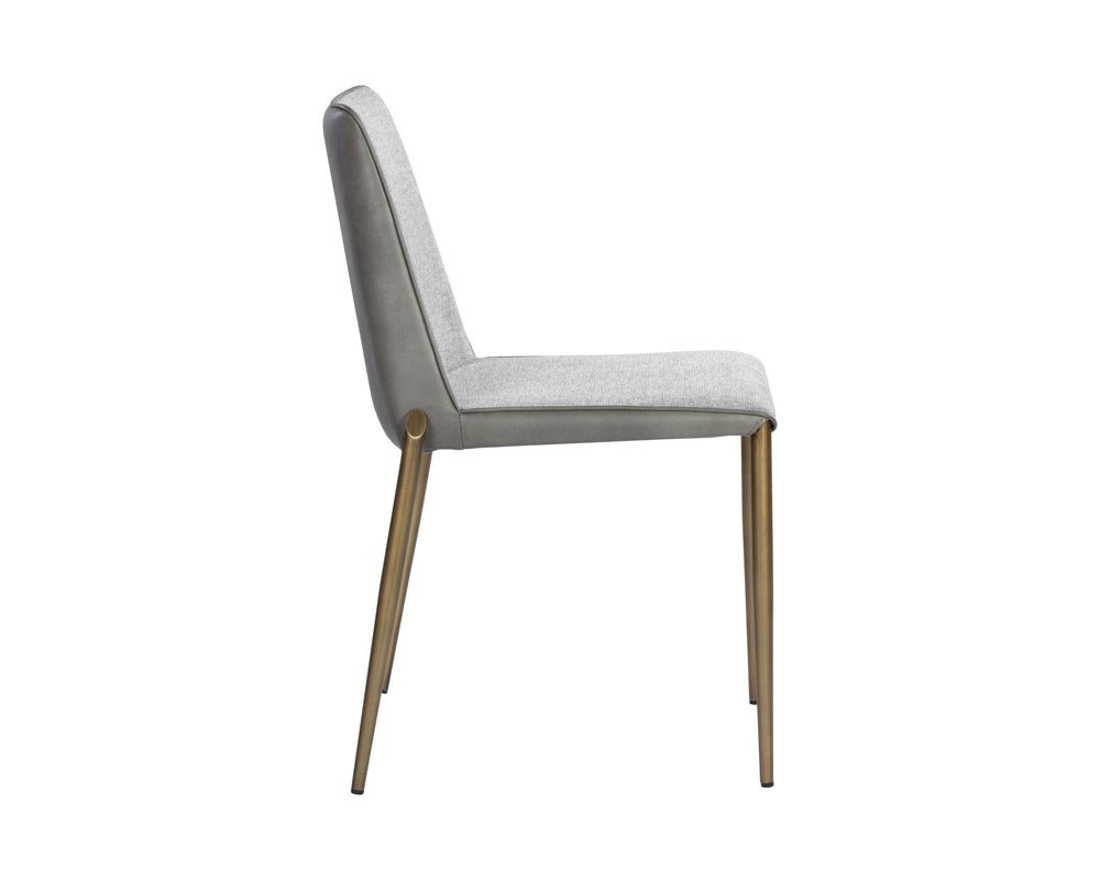 RENEE STACKABLE DINING CHAIR - ANTIQUE BRASS - BELFAST HEATHER GREY / BRAVO METAL
