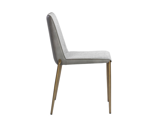 RENEE STACKABLE DINING CHAIR - ANTIQUE BRASS - BELFAST HEATHER GREY / BRAVO METAL