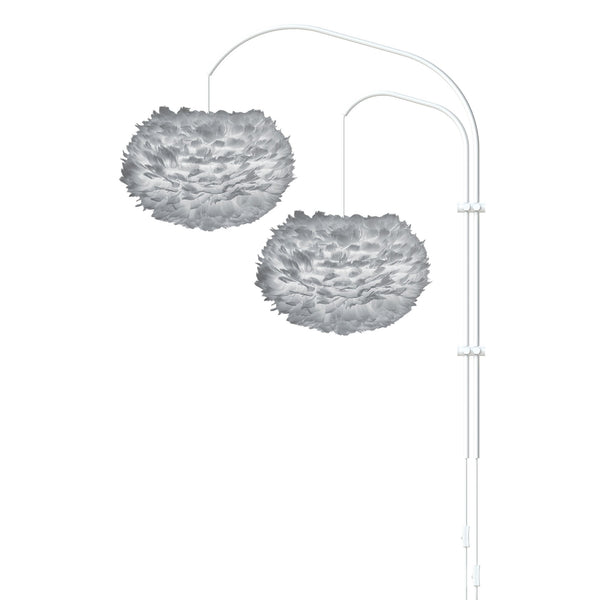Eos Medium 2-Light Wall Lamp in Grey with White Wall Hanger
