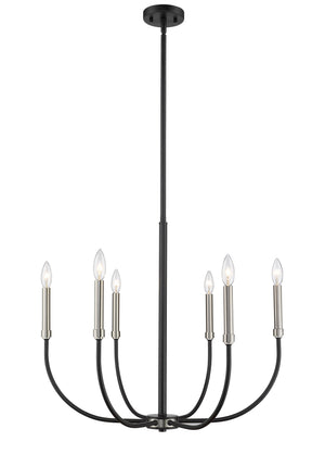 Haylie 6 Light Chandelier in Matte Black + Brushed Nickel Finish