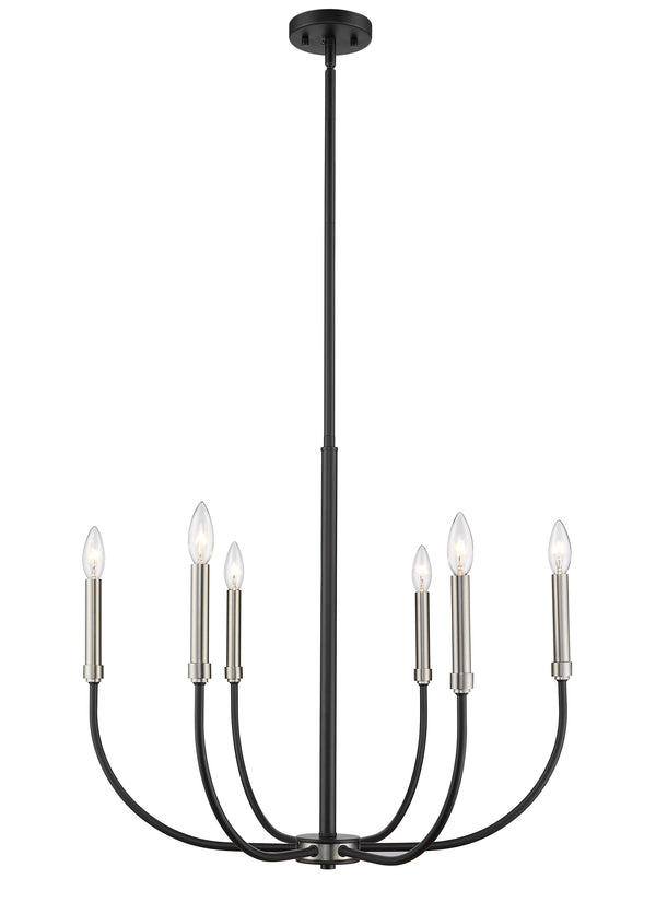 Haylie 6 Light Chandelier in Matte Black + Brushed Nickel Finish