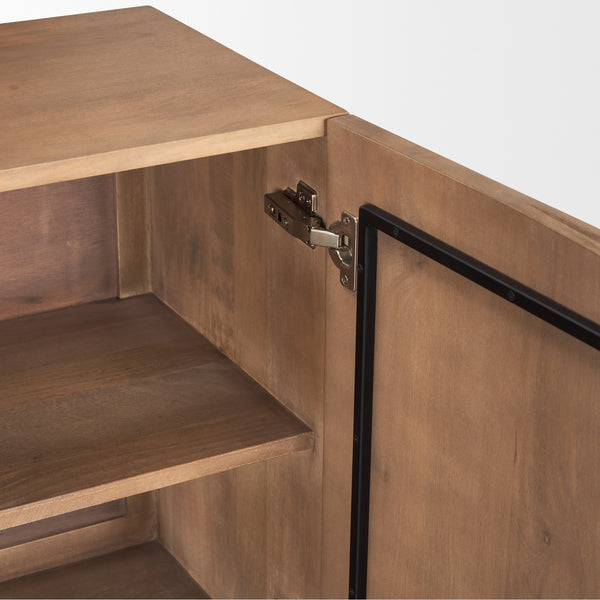 Eula Medium Brown Wood 4-Door Sideboard