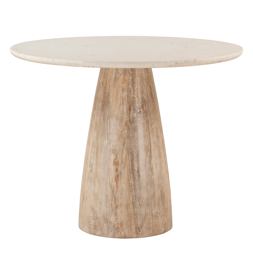 Palm Springs Round Gathering Table, Mod Base, White Marble