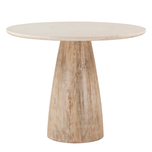 Palm Springs Round Gathering Table, Mod Base, White Marble