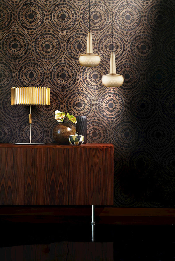 Clava Hardwired Pendant in Brass with Black Cord