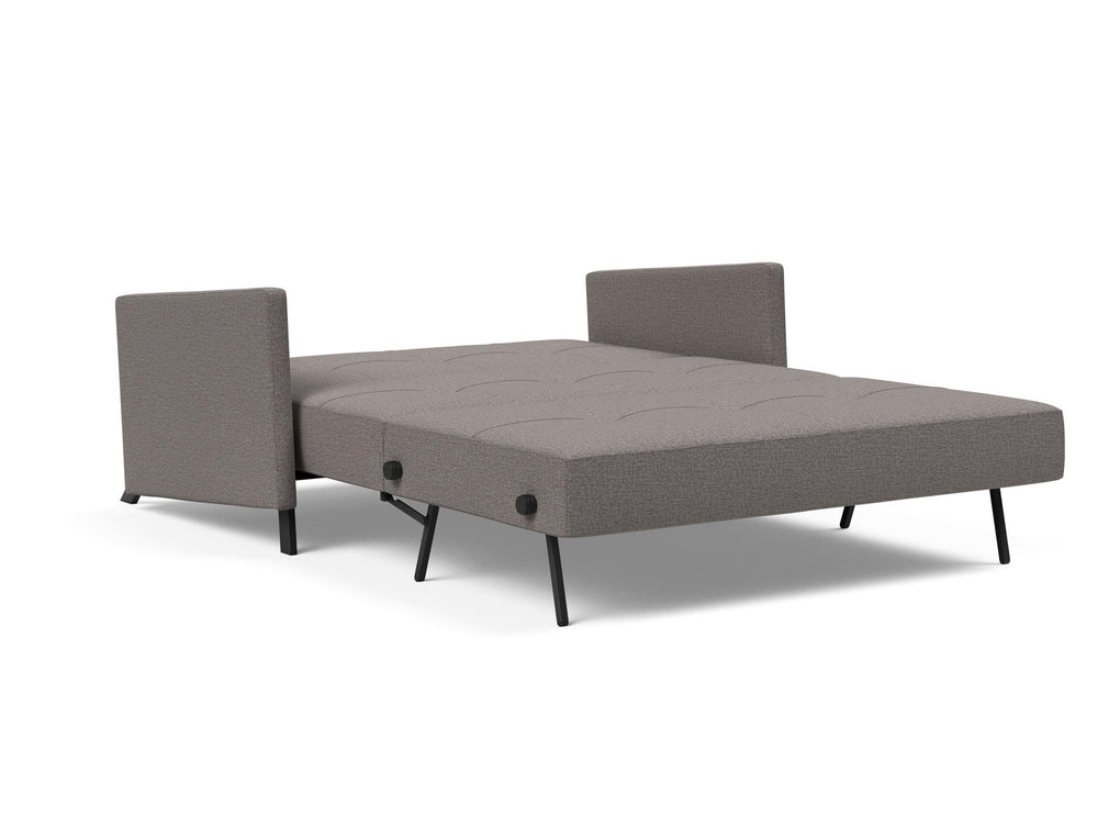 CUBED FULL SOFA BED in MIXED DANCE GREY FABRIC WITH Black Steel LEGS 521