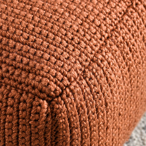 Performance Prism Pouf with Handwoven Knit - Terracotta